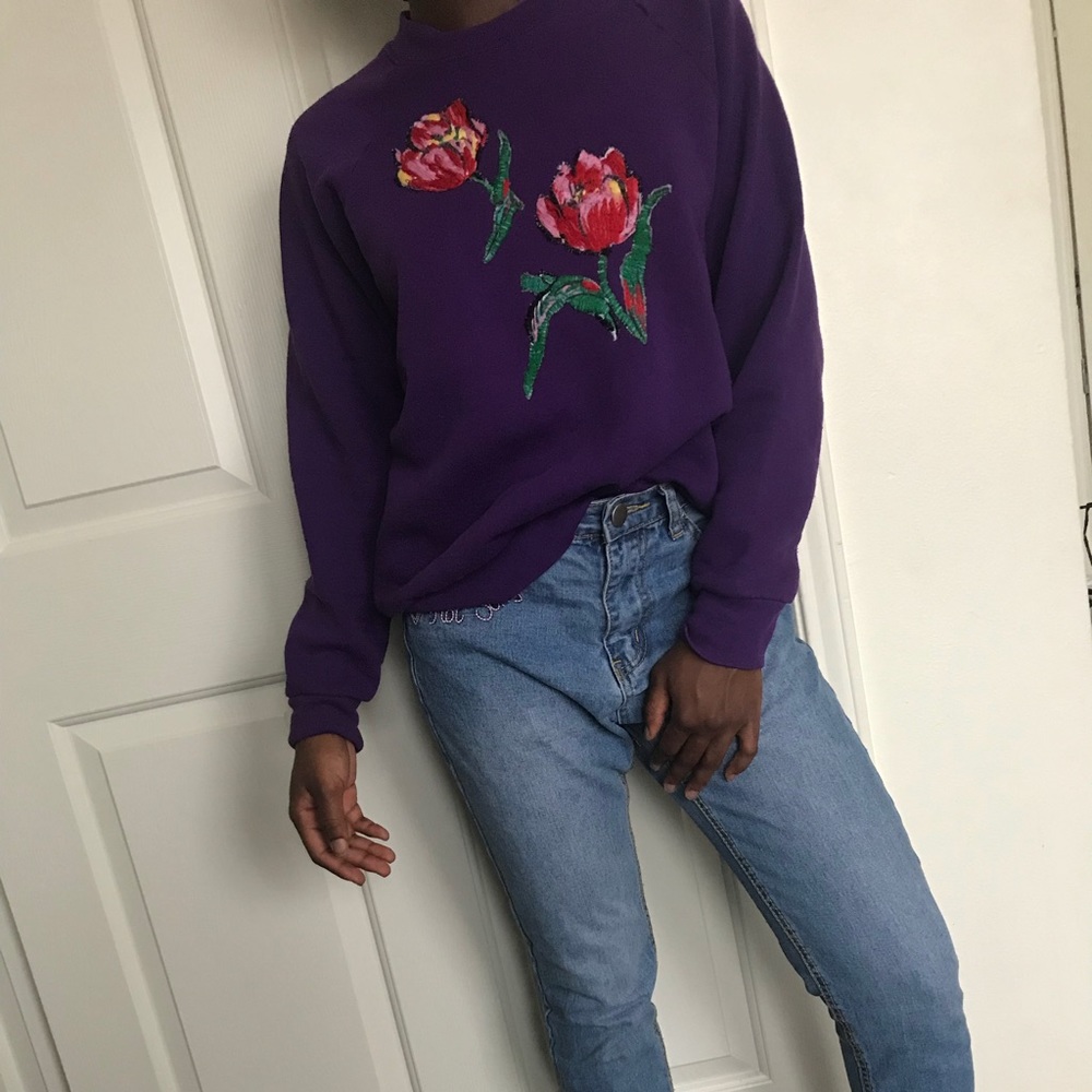 Vintage 3D flower sweater
